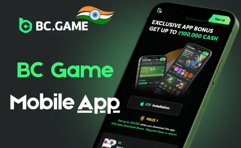 BC.Game app promising big bonuses while reminding you to double-check every download
