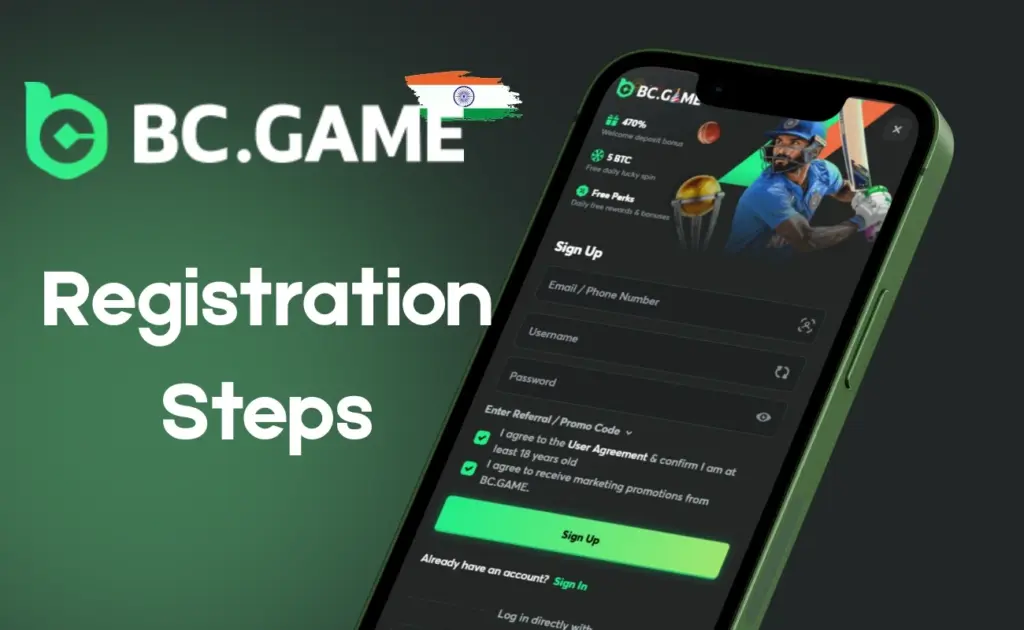 BC.Game registration page where a strong password is more valuable than any promo code